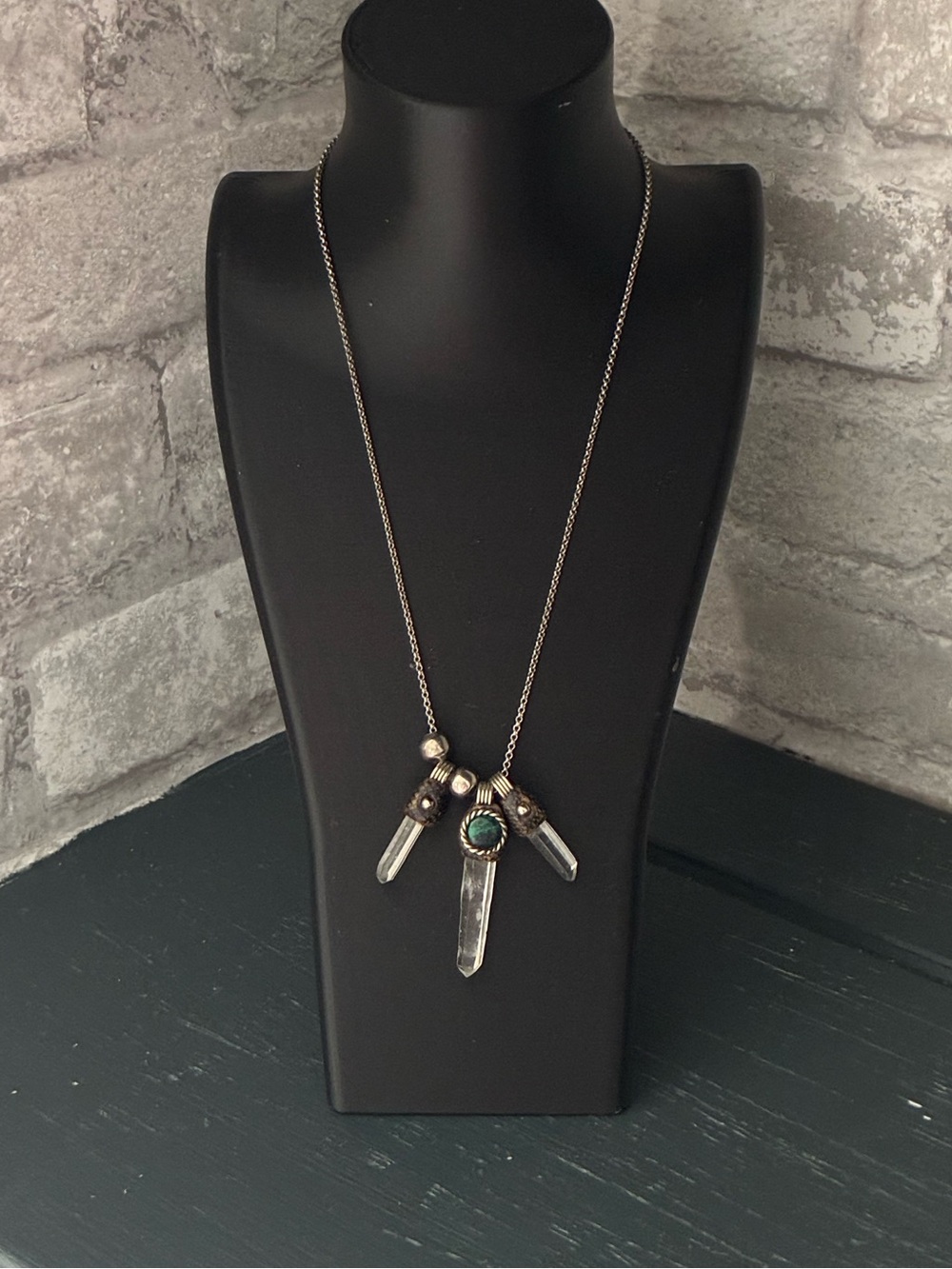 Vintage Crystal Pendant Necklace 925 Sterling Silver Chain